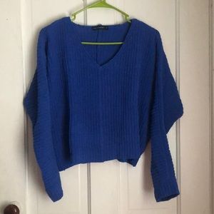 Cropped Cobalt Blue Chenille Sweater